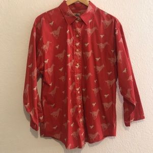 Women’s Barn Fly horse print shirt size L